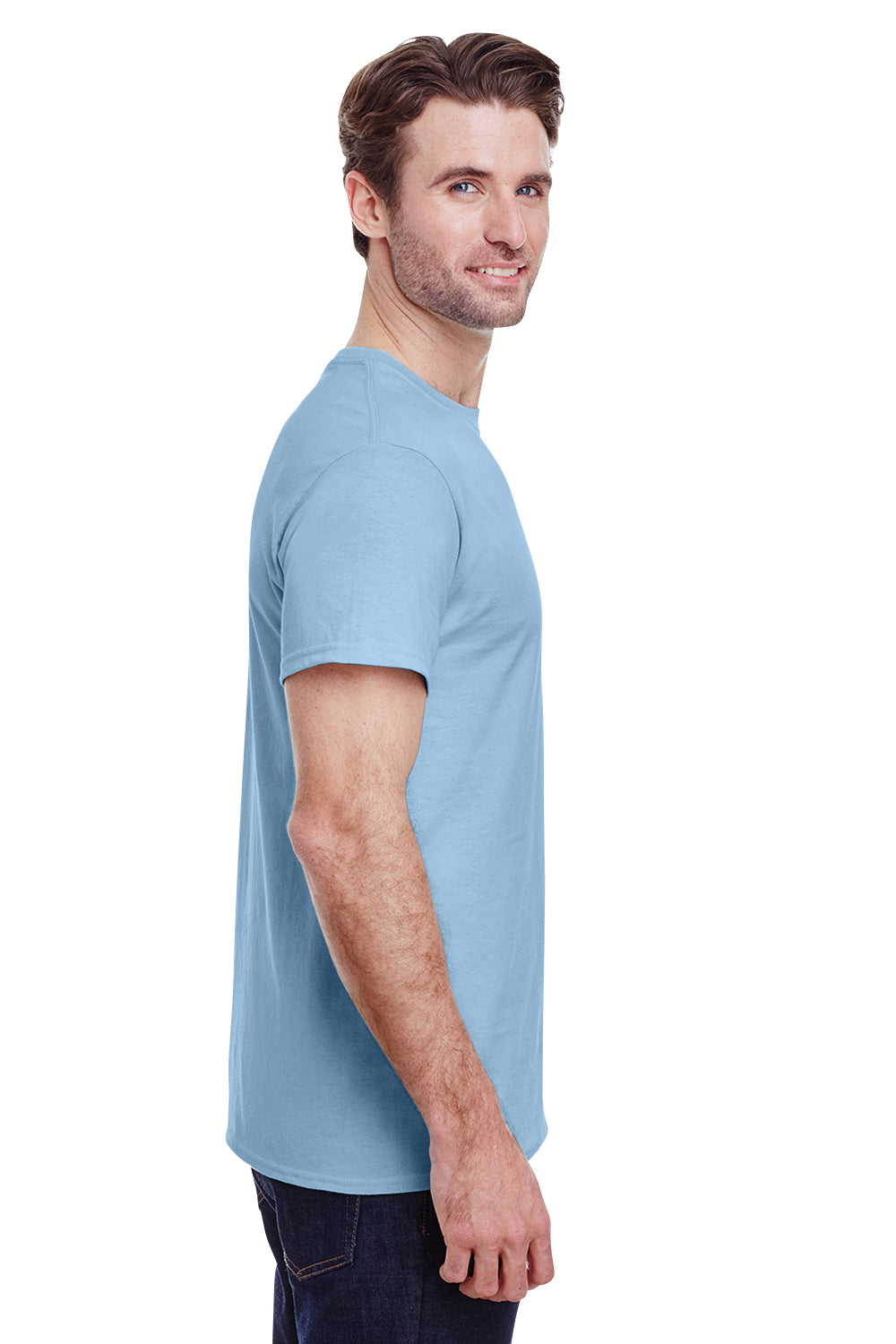 Gildan G200 Mens Ultra Short Sleeve Crewneck T-Shirt Light Blue Side