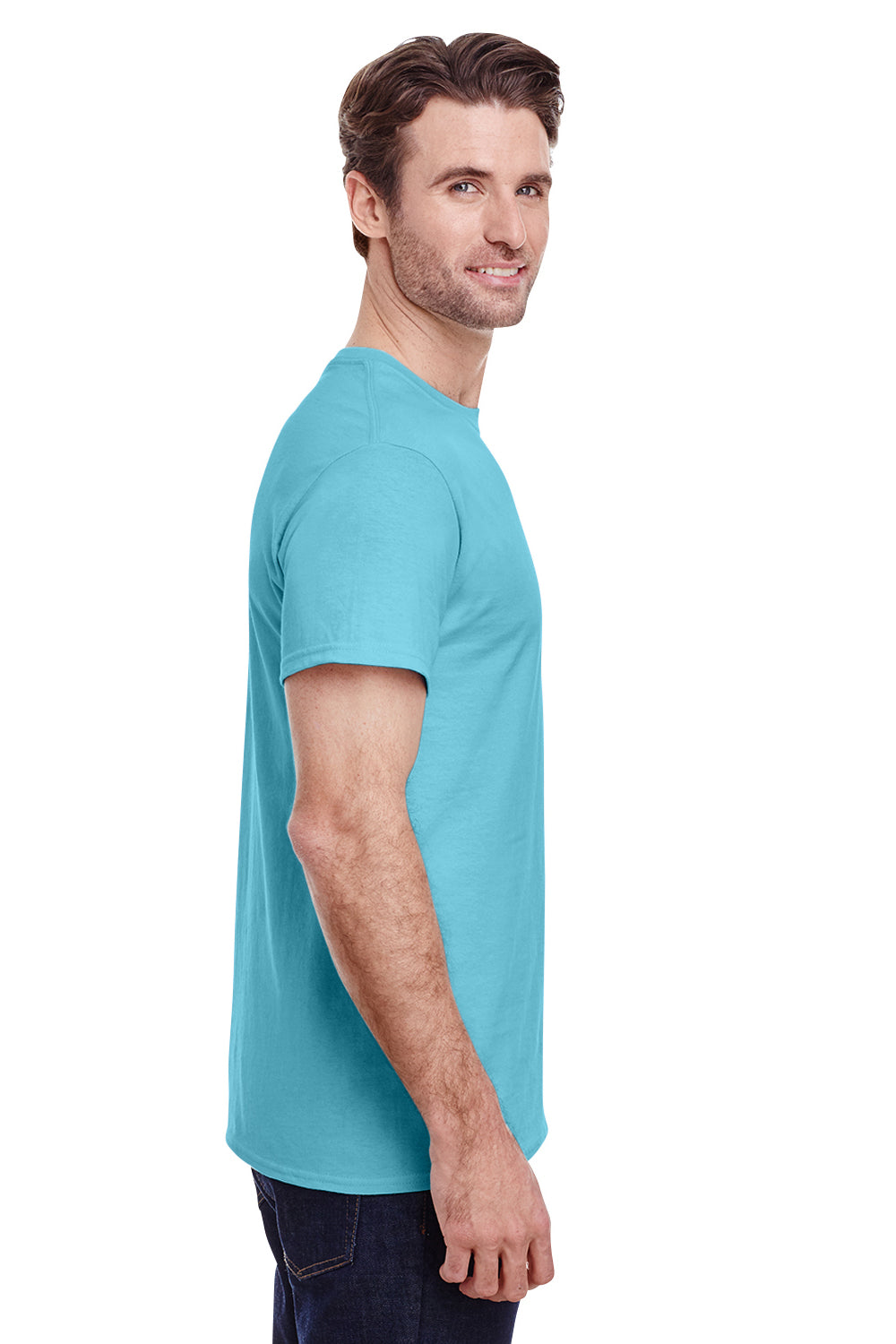 Gildan G200 Mens Ultra Short Sleeve Crewneck T-Shirt Sky Blue Side