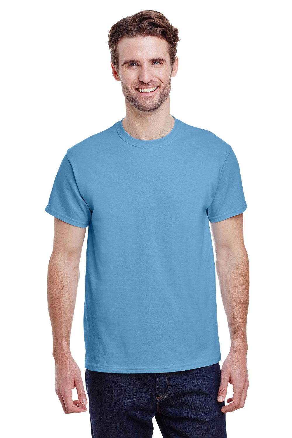 Gildan G200 Mens Ultra Short Sleeve Crewneck T-Shirt Carolina Blue Front