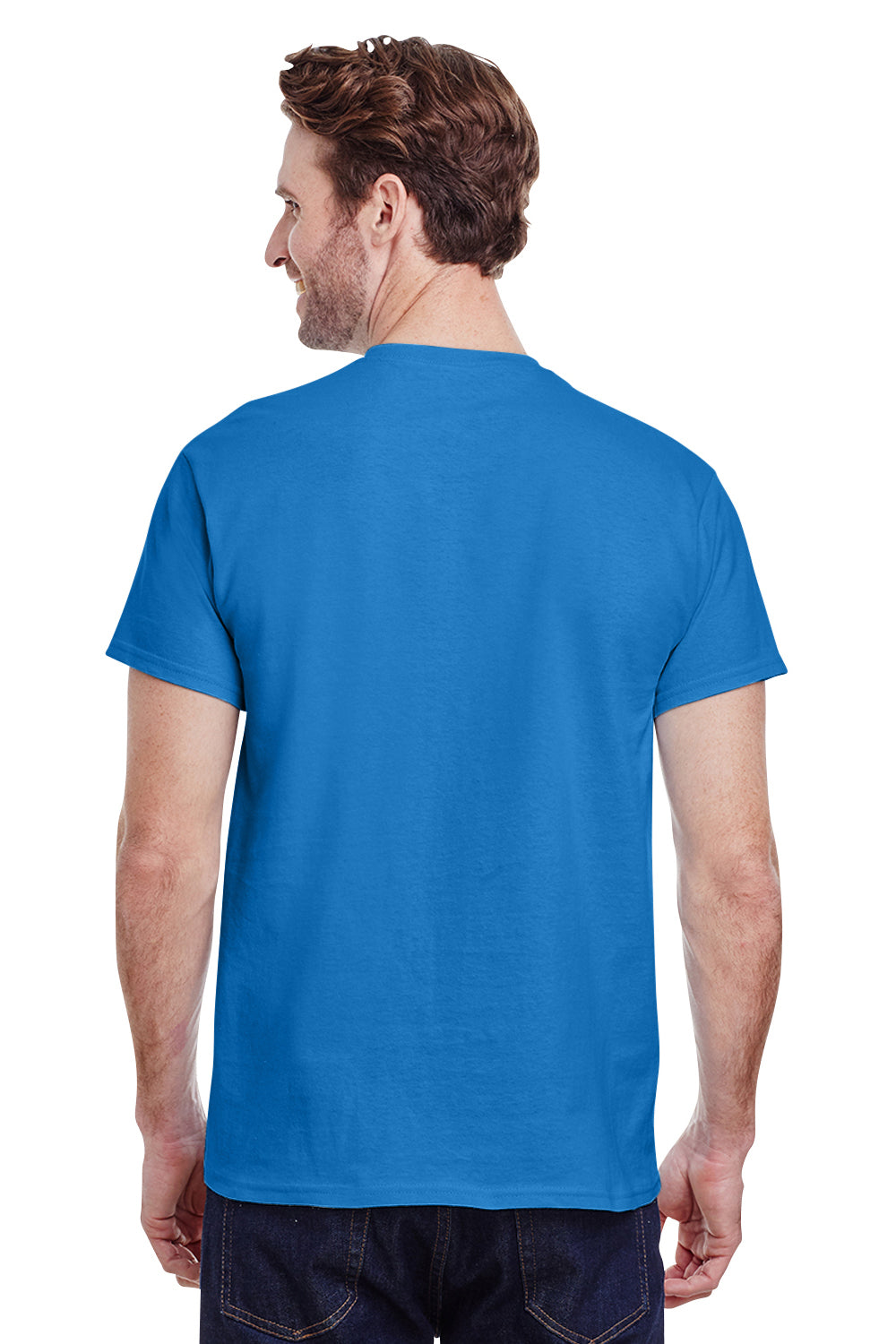 Gildan G200 Mens Ultra Short Sleeve Crewneck T-Shirt Iris Blue Back
