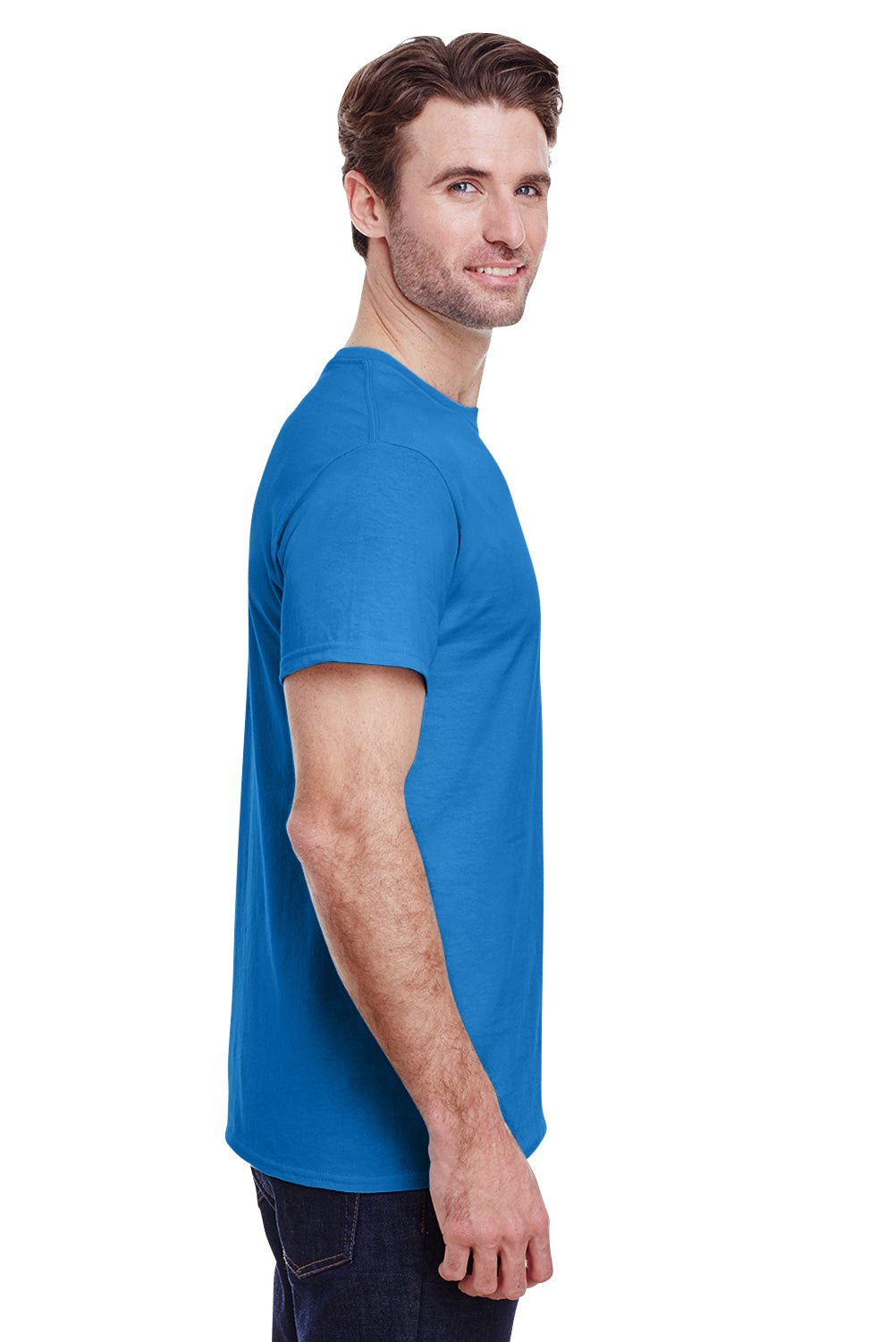 Gildan G200 Mens Ultra Short Sleeve Crewneck T-Shirt Iris Blue Side
