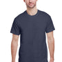 Gildan Mens Ultra Short Sleeve Crewneck T-Shirt - Heather Navy Blue