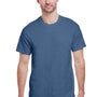Gildan Mens Ultra Short Sleeve Crewneck T-Shirt - Heather Indigo Blue