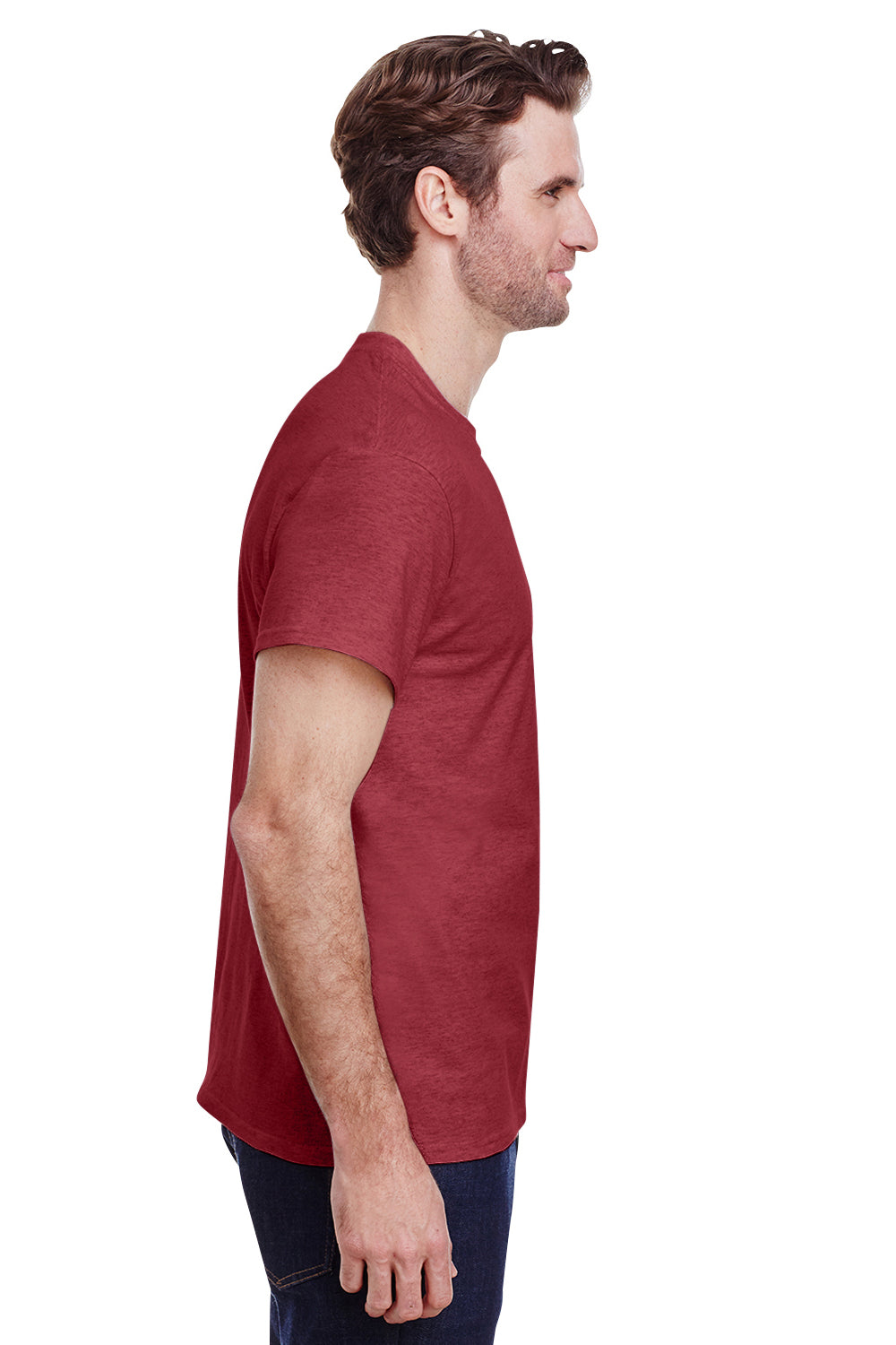 Gildan G200 Mens Ultra Short Sleeve Crewneck T-Shirt Heather Cardinal Red Side