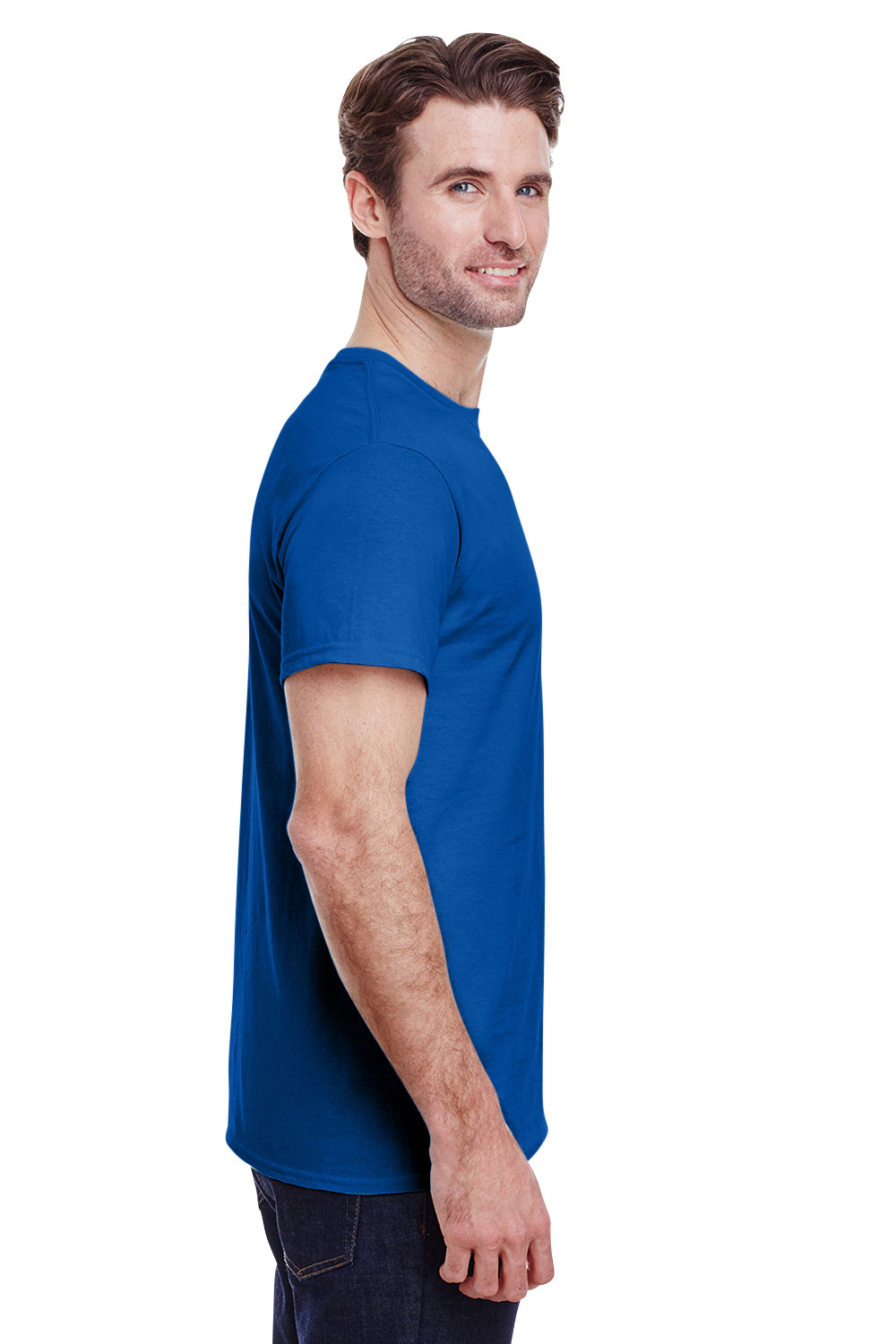 Gildan G200 Mens Ultra Short Sleeve Crewneck T-Shirt Antique Royal Blue Side