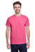 Gildan G200 Mens Ultra Short Sleeve Crewneck T-Shirt Safety Pink Front