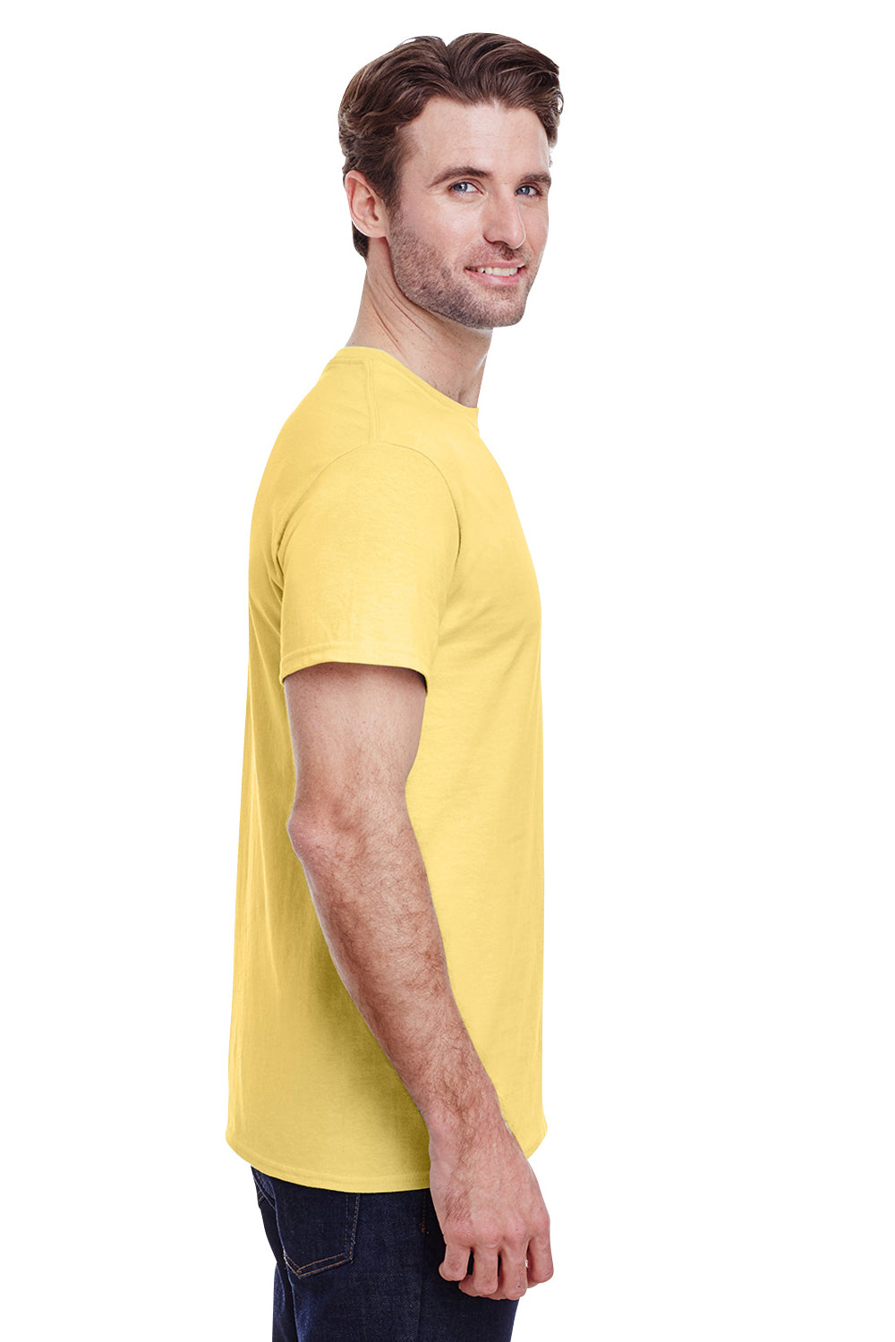 Gildan G200 Mens Ultra Short Sleeve Crewneck T-Shirt Cornsilk Yellow Side