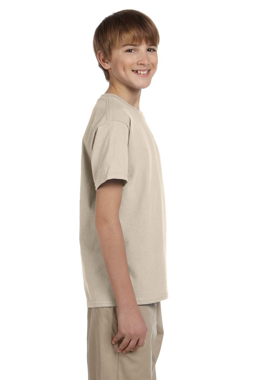 Gildan G200B Youth Ultra Short Sleeve Crewneck T-Shirt Sand Brown Side