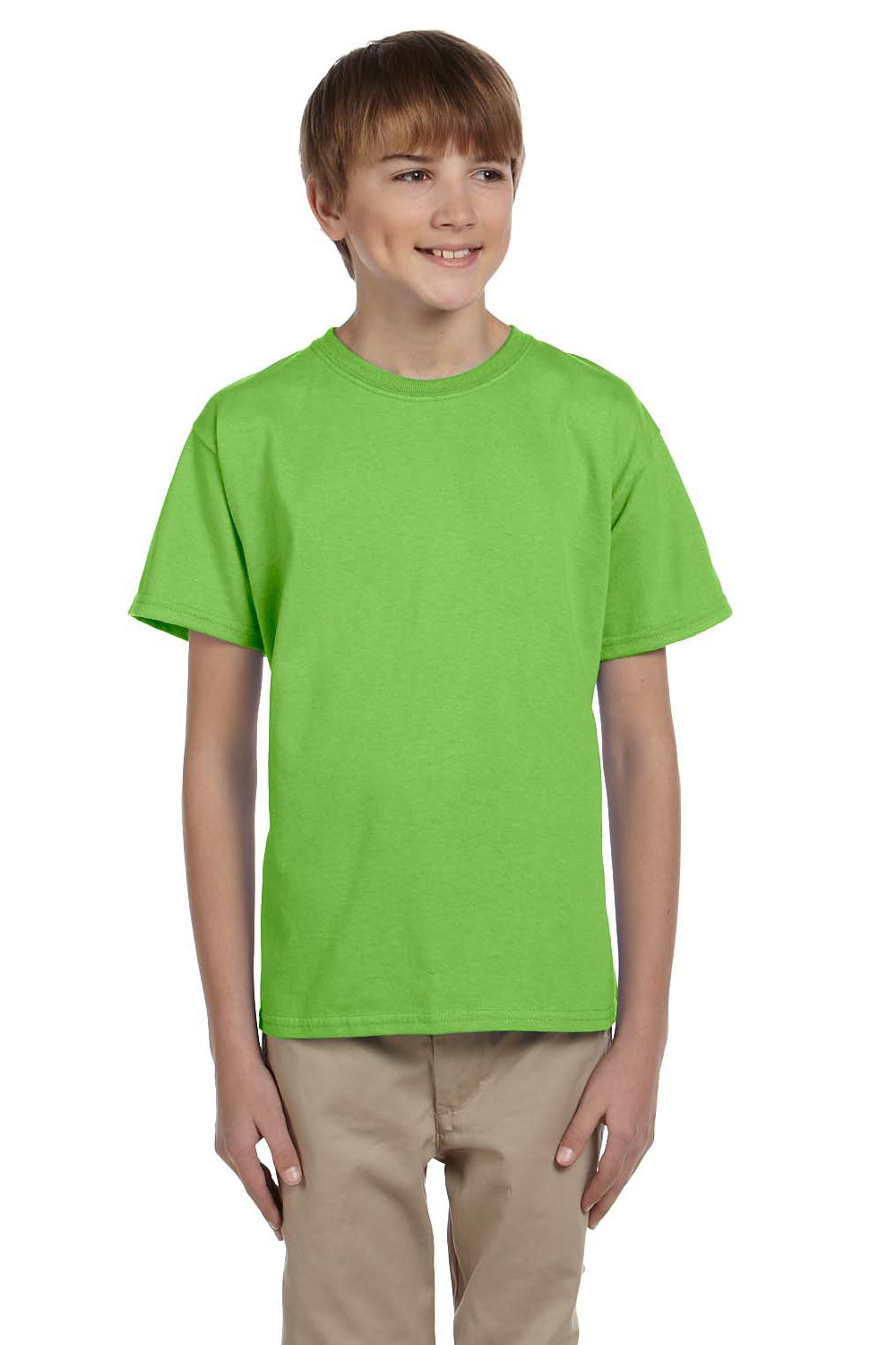 Gildan G200B Youth Ultra Short Sleeve Crewneck T-Shirt Lime Green Front