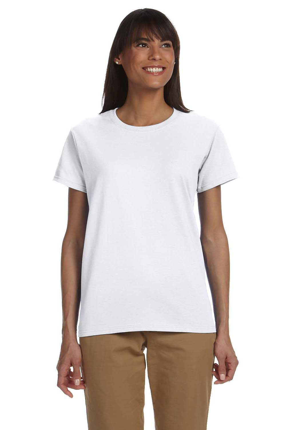 Gildan G200L Womens Ultra Short Sleeve Crewneck T-Shirt White Front