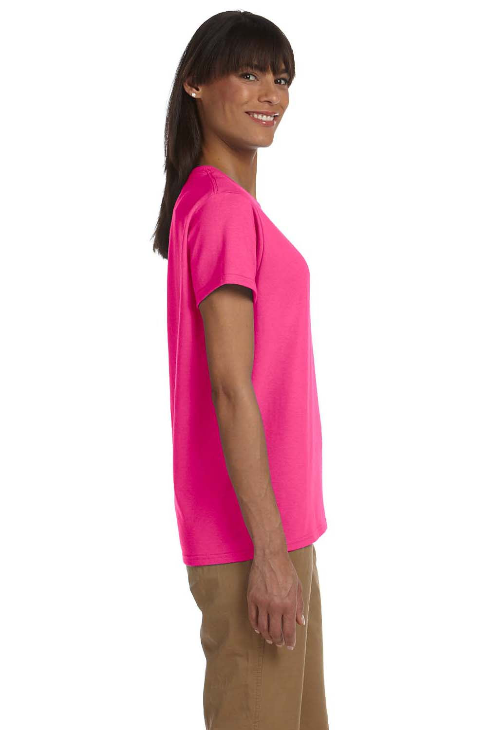 Gildan G200L Womens Ultra Short Sleeve Crewneck T-Shirt Heliconia Pink Side