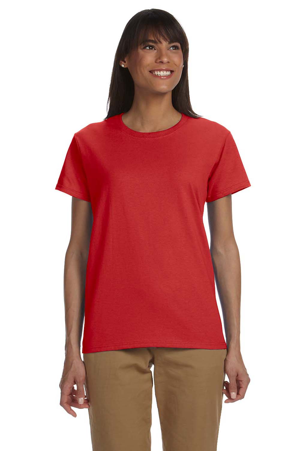 Gildan G200L Womens Ultra Short Sleeve Crewneck T-Shirt Red Front