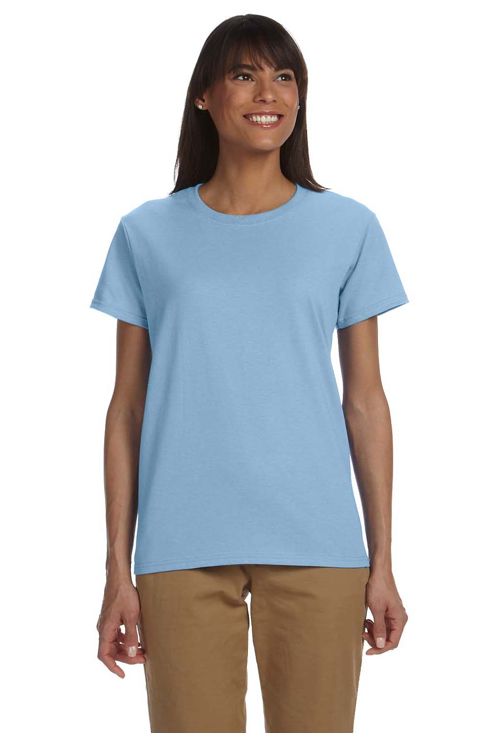 Gildan G200L Womens Ultra Short Sleeve Crewneck T-Shirt Light Blue Front