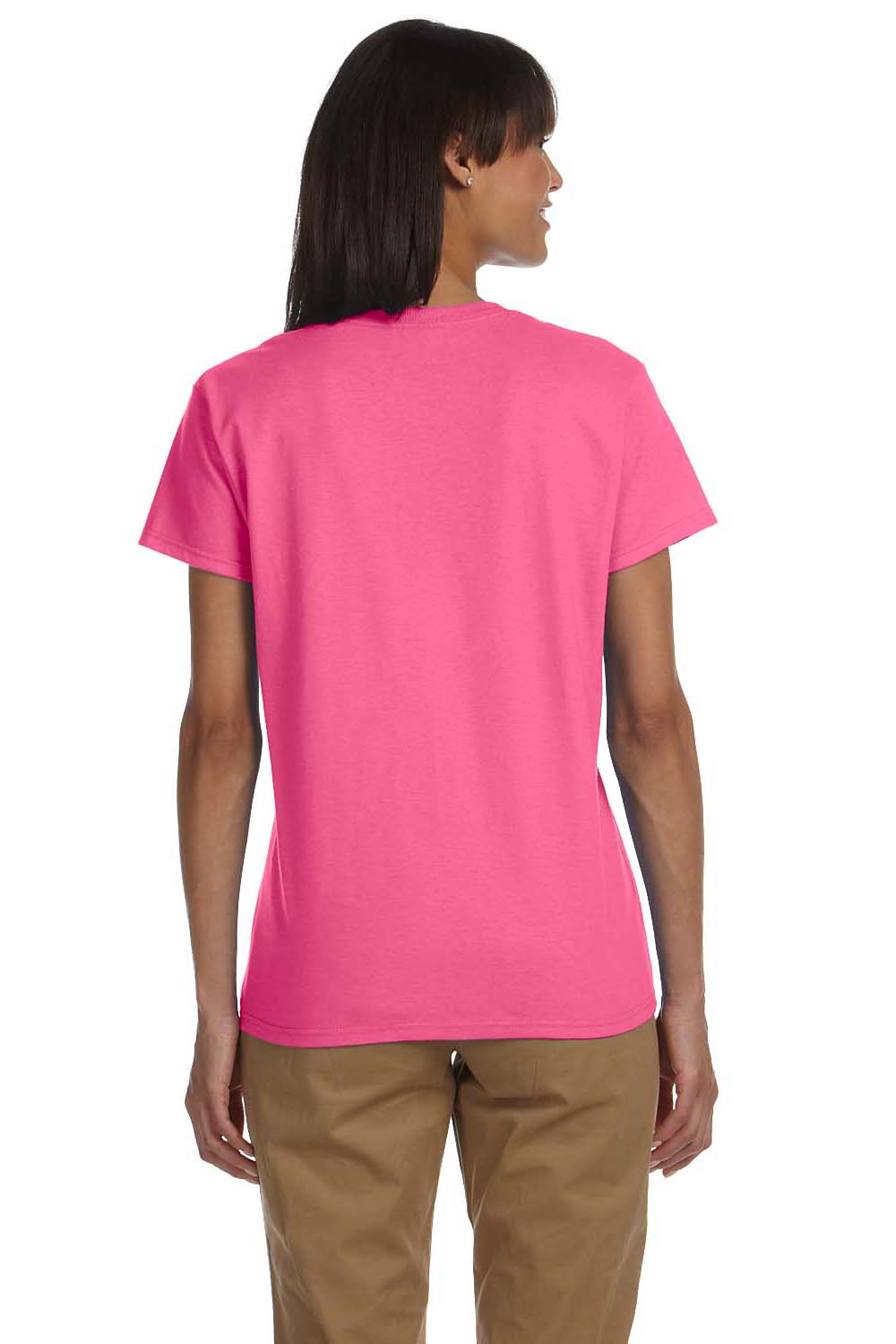 Gildan G200L Womens Ultra Short Sleeve Crewneck T-Shirt Safety Pink Back