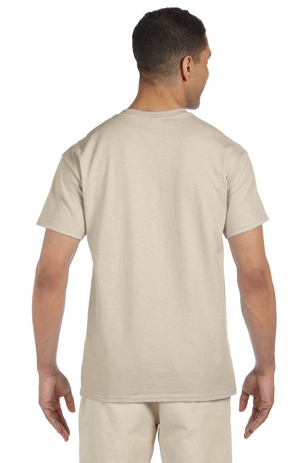 Gildan G230 Mens Ultra Short Sleeve Crewneck T-Shirt w/ Pocket Sand Brown Back
