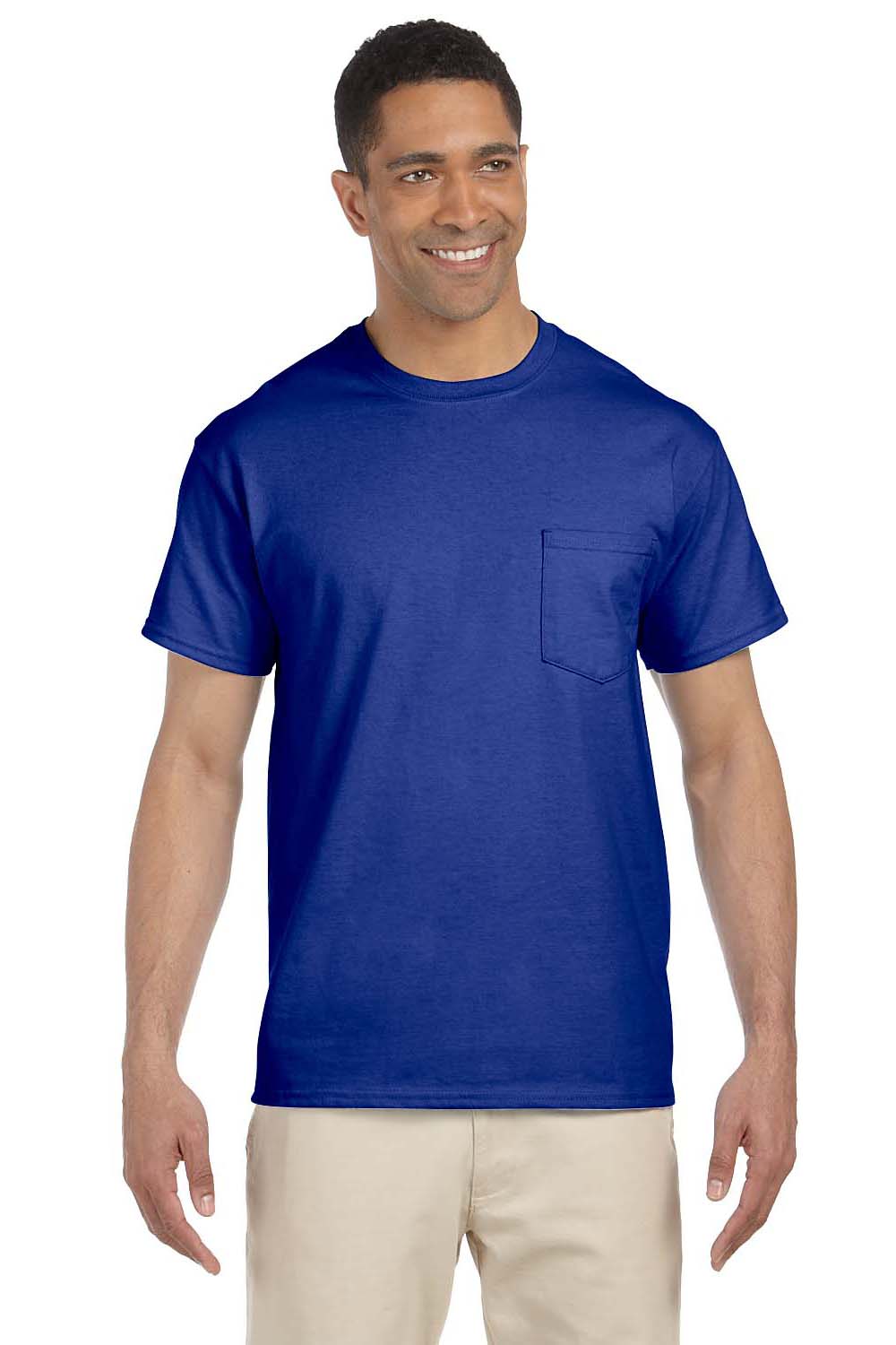 Gildan G230 Mens Ultra Short Sleeve Crewneck T-Shirt w/ Pocket Royal Blue Front