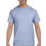 Gildan Mens Ultra Short Sleeve Crewneck T-Shirt w/ Pocket - Light Blue - Closeout