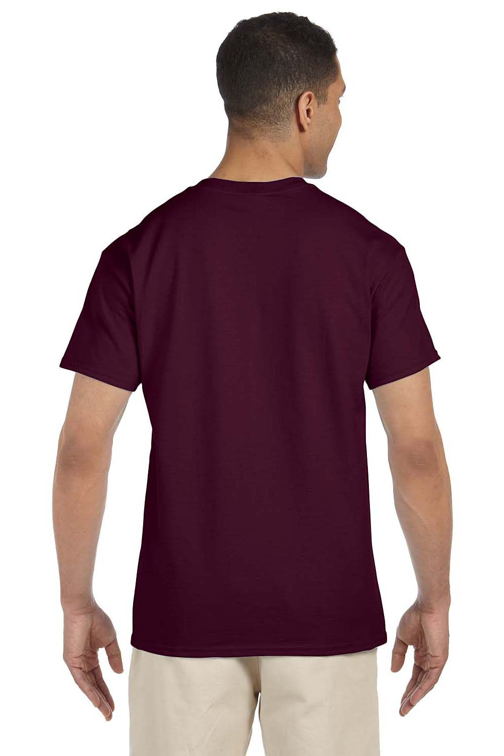 Gildan G230 Mens Ultra Short Sleeve Crewneck T-Shirt w/ Pocket Maroon Back