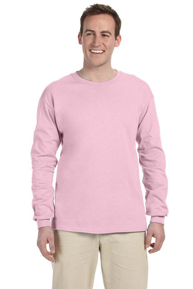Gildan G240 Mens Ultra Long Sleeve Crewneck T-Shirt Light Pink Front