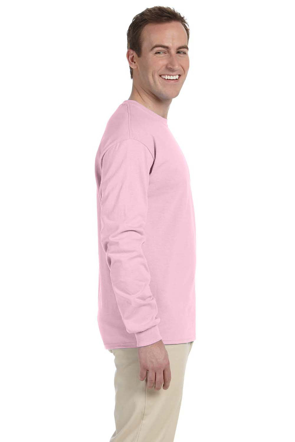 Gildan G240 Mens Ultra Long Sleeve Crewneck T-Shirt Light Pink Side
