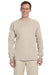 Gildan G240 Mens Ultra Long Sleeve Crewneck T-Shirt Sand Brown Front