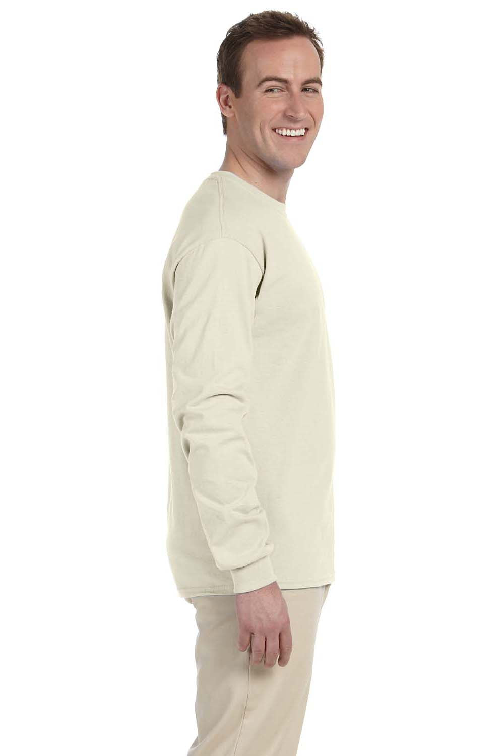 Gildan G240 Mens Ultra Long Sleeve Crewneck T-Shirt Natural Side