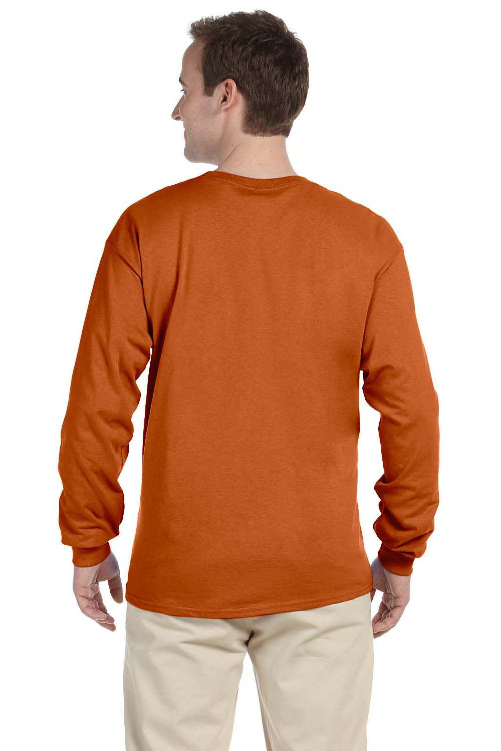 Gildan G240 Mens Ultra Long Sleeve Crewneck T-Shirt Texas Orange Back