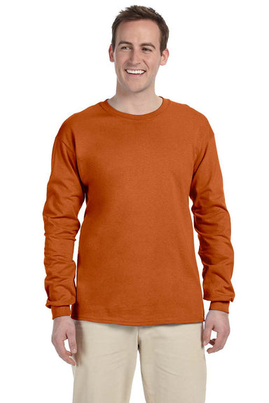 Gildan G240 Mens Ultra Long Sleeve Crewneck T-Shirt Texas Orange Front