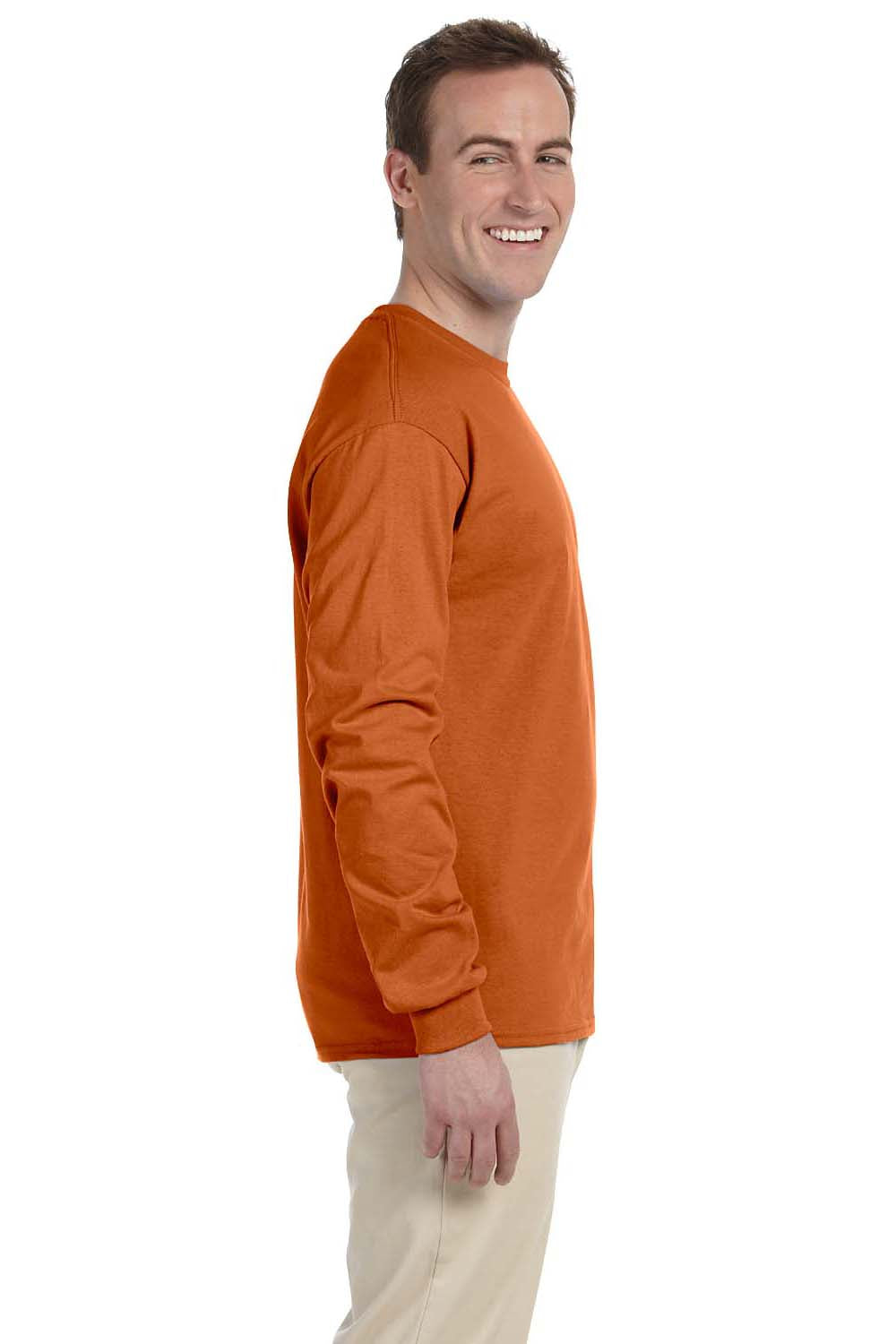 Gildan G240 Mens Ultra Long Sleeve Crewneck T-Shirt Texas Orange Side