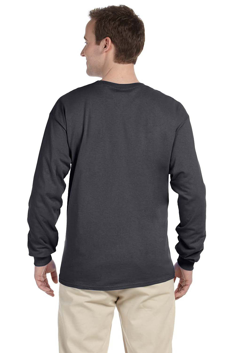 Gildan G240 Mens Ultra Long Sleeve Crewneck T-Shirt Charcoal Grey Back