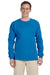 Gildan G240 Mens Ultra Long Sleeve Crewneck T-Shirt Sapphire Blue Front