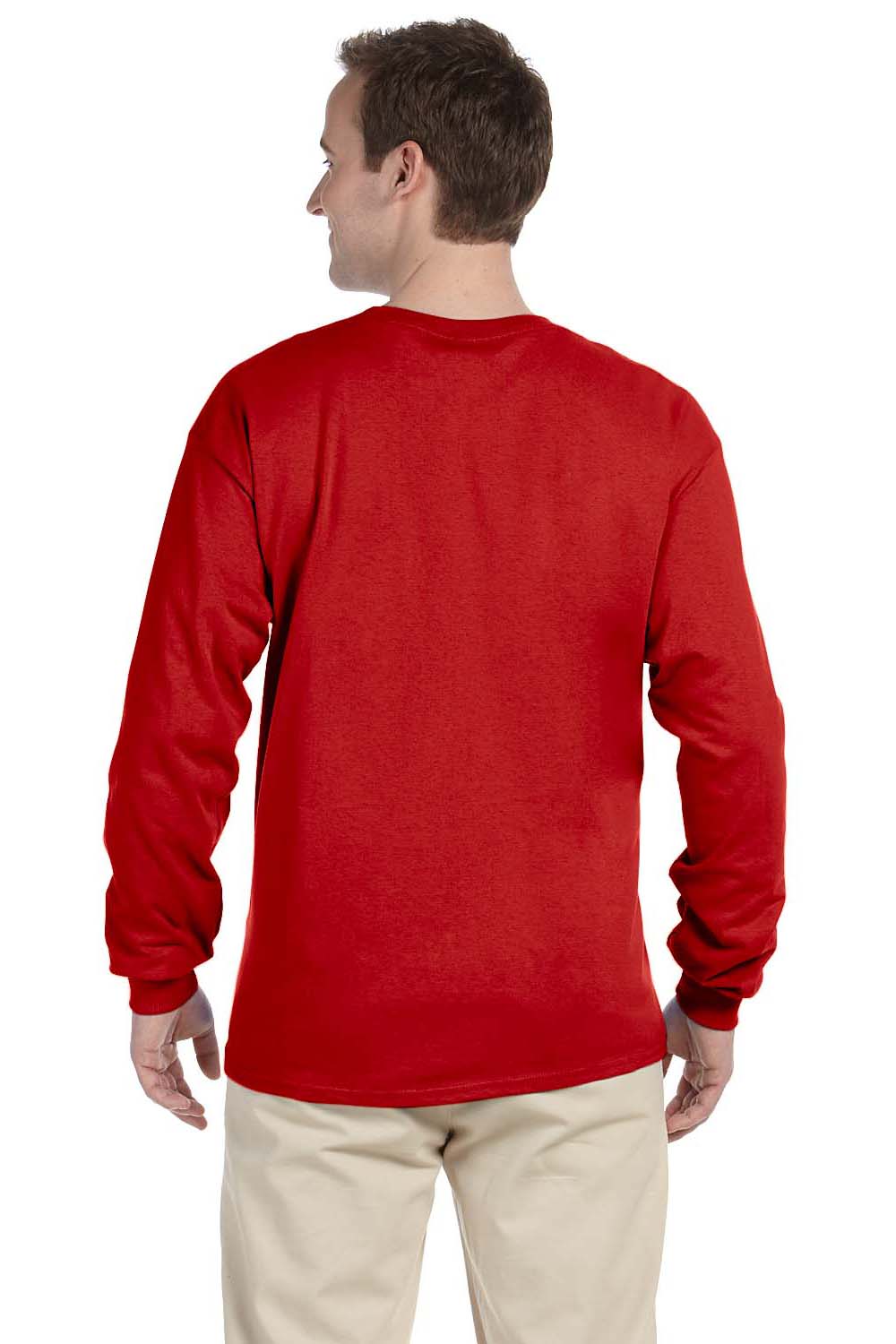 Gildan G240 Mens Ultra Long Sleeve Crewneck T-Shirt Red Back