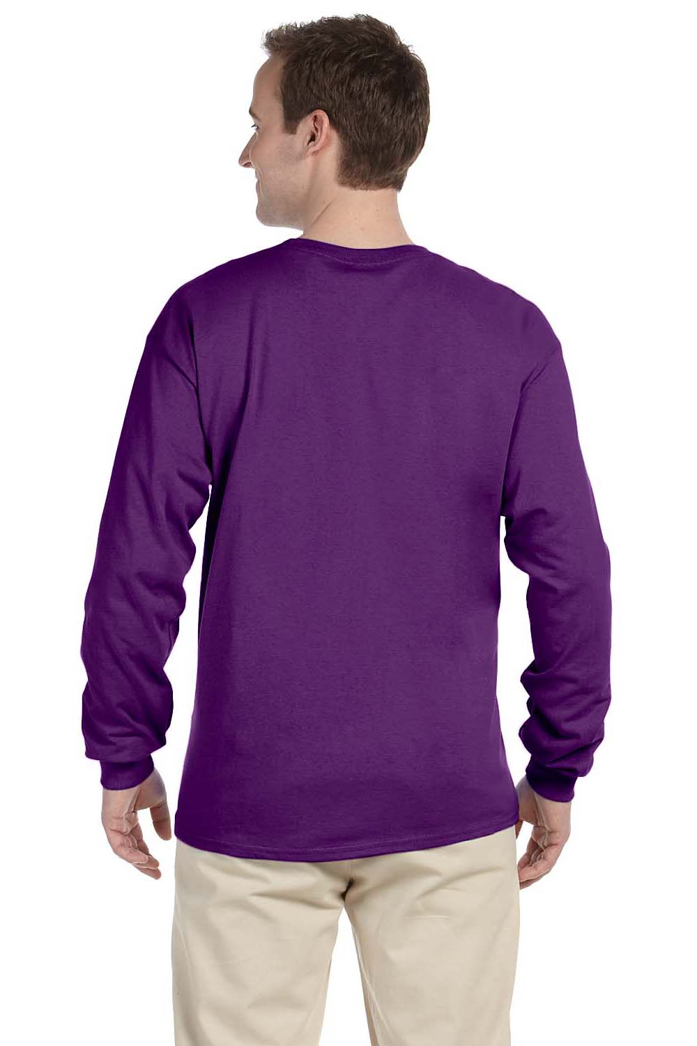 Gildan G240 Mens Ultra Long Sleeve Crewneck T-Shirt Purple Back