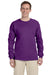 Gildan G240 Mens Ultra Long Sleeve Crewneck T-Shirt Purple Front