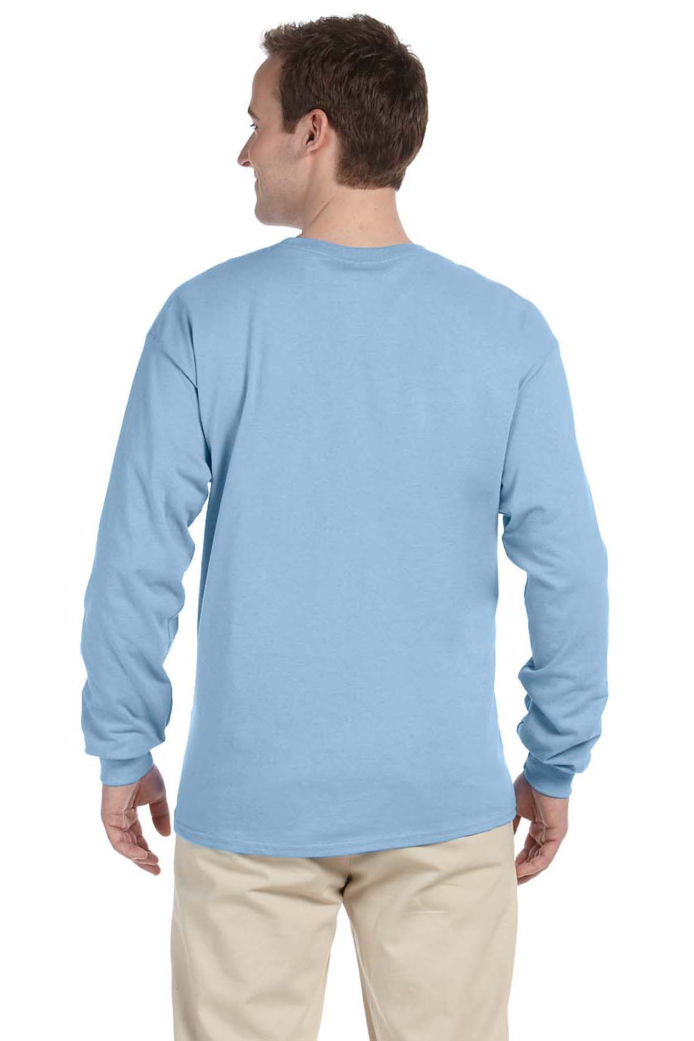 Gildan G240 Mens Ultra Long Sleeve Crewneck T-Shirt Light Blue Back