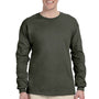 Gildan Mens Ultra Long Sleeve Crewneck T-Shirt - Military Green