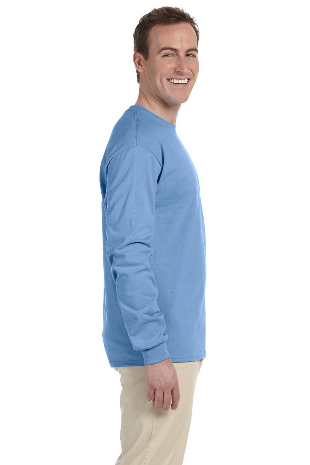 Gildan G240 Mens Ultra Long Sleeve Crewneck T-Shirt Carolina Blue Side