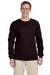 Gildan G240 Mens Ultra Long Sleeve Crewneck T-Shirt Chocolate Brown Front