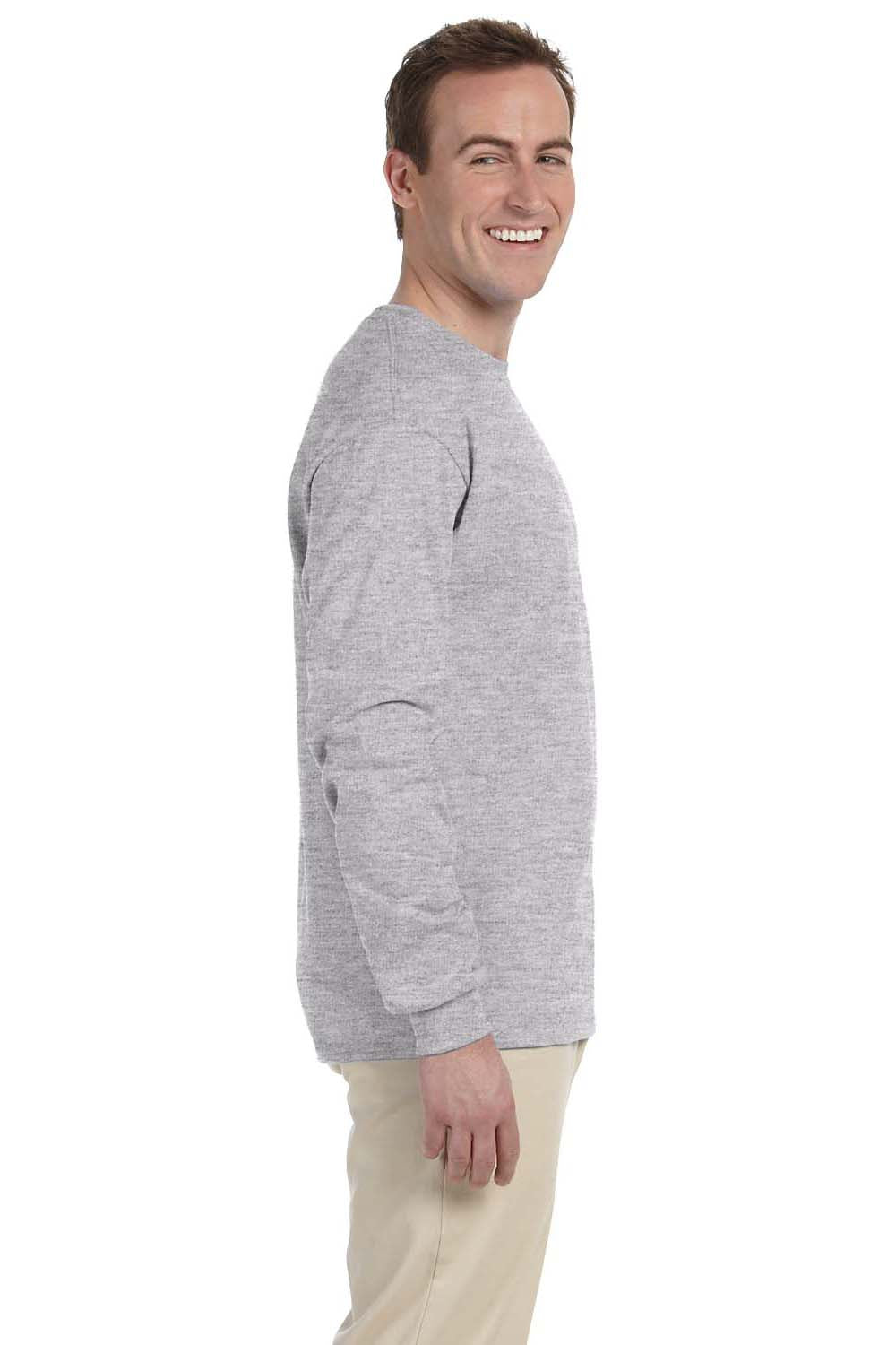 Gildan G240 Mens Ultra Long Sleeve Crewneck T-Shirt Sport Grey Side