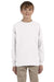 Gildan G240B Youth Ultra Long Sleeve Crewneck T-Shirt White Front