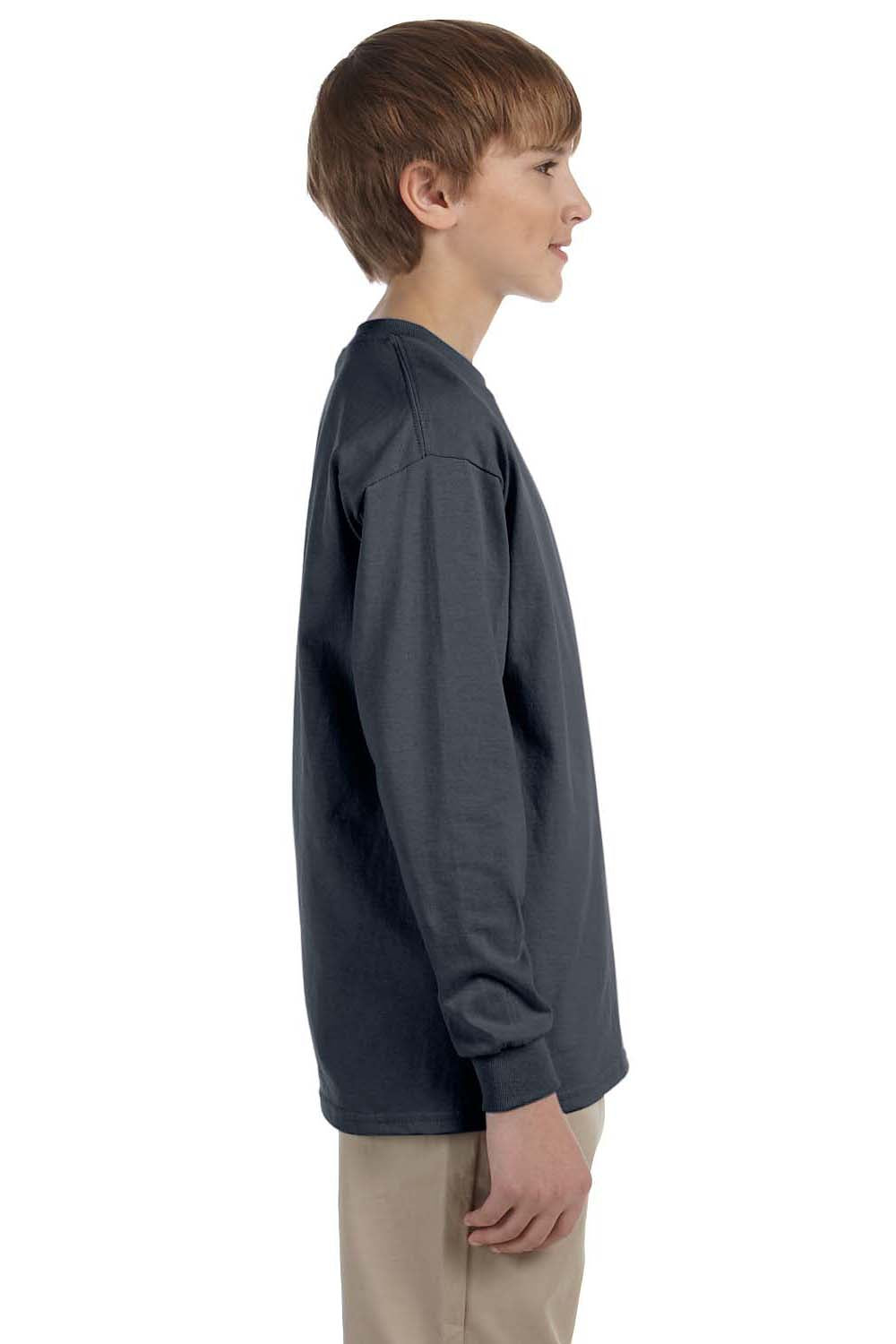 Gildan G240B Youth Ultra Long Sleeve Crewneck T-Shirt Charcoal Grey Side