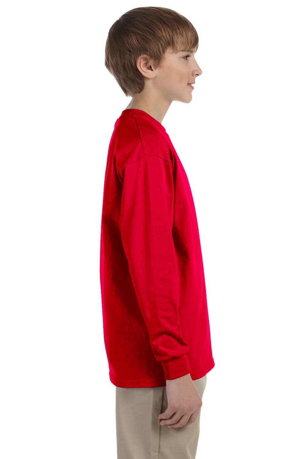 Gildan G240B Youth Ultra Long Sleeve Crewneck T-Shirt Red Side