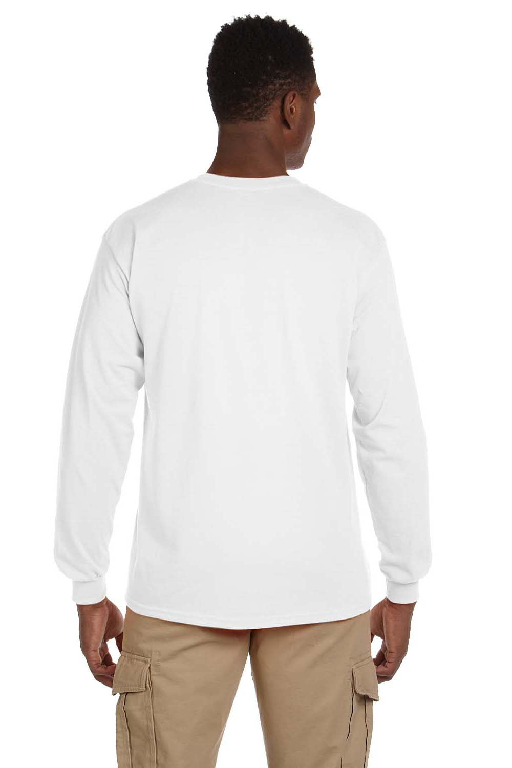Gildan G241 Mens Ultra Long Sleeve Crewneck T-Shirt w/ Pocket White Back
