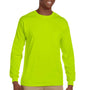 Gildan Mens Ultra Long Sleeve Crewneck T-Shirt w/ Pocket - Safety Green