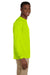 Gildan G241 Mens Ultra Long Sleeve Crewneck T-Shirt w/ Pocket Safety Green Side