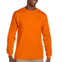 Gildan Mens Ultra Long Sleeve Crewneck T-Shirt w/ Pocket - Safety Orange