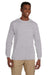 Gildan G241 Mens Ultra Long Sleeve Crewneck T-Shirt w/ Pocket Sport Grey Front