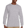 Gildan Mens Ultra Long Sleeve Crewneck T-Shirt w/ Pocket - Sport Grey
