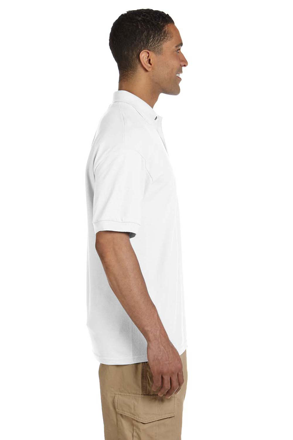 Gildan G380 Mens Short Sleeve Polo Shirt White Side