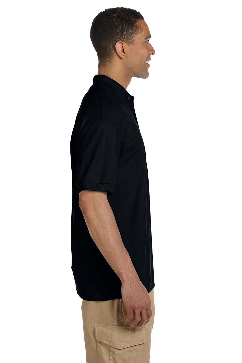 Gildan G380 Mens Short Sleeve Polo Shirt Black Side